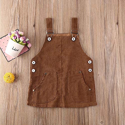 Toddler Baby Girls Corduroy Retro Mini Strap Dress Suspenders Solid Straight Loose Overalls Skirt Clothes3