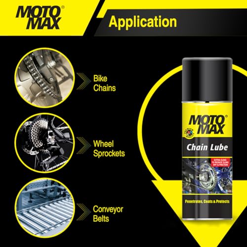 Motomax Chain Lube Aerosol Spray 200 ml |Provides Lubrication and corrosion protection of Chain & sprockets for Bikes, Motorbikes, Cars| Avoid Sling Off & Prevent Chain breakage | Extended Chain Life (Image - 6)