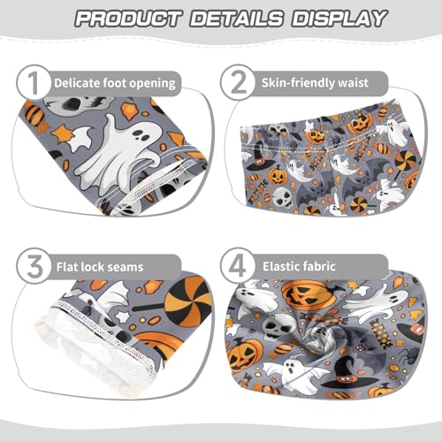 Girls Leggings Soft Toddler Ankle Length Bottoms Halloween Spooky Bat Candy Kids Dance Yoga Pants 4-10 Years3