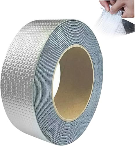 Zhenghebuy Cinta de Butilo Superimpermeable,5mx5cm Cinta con Extra Autoadhesiva de Aluminio,Cinta Selladora para Reparación de Tuberías,Grietas,Goteras