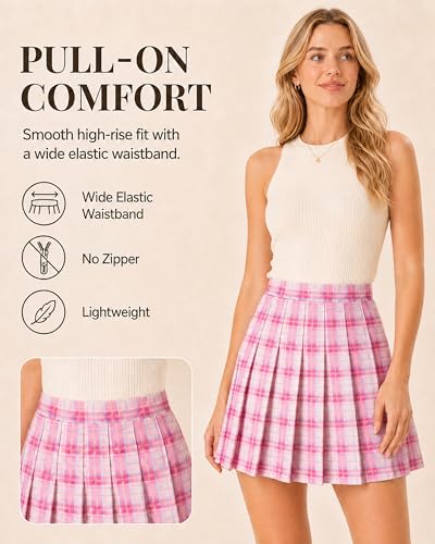 Image of Pleated Skirts for Women, High-Waisted A-Line Mini Tennis Skater Skirt | Easy pull-on elastic waist, Clean solid color, School uniform outfits, Cheerleader outfits, Everyday campus wear