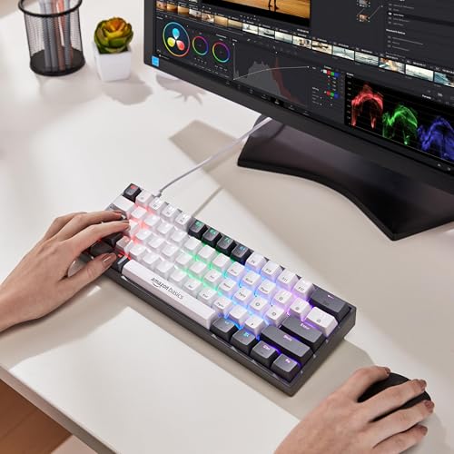 Image of amazon basics Pro Series RGB Wired Mechanical Gaming Keyboard | Red switches with 40g Actuation Force | Customizable & Programmable RGB | 61 Swappable Key Full Rollover Layout (Black)
