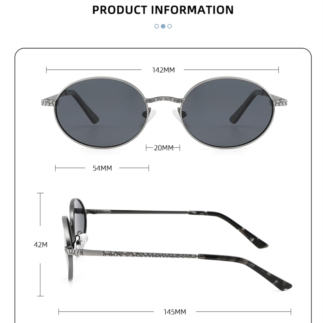 Gafas de sol polarizadas retro ovaladas pequeñas para mujer, protección UV400, estilo punk para hombre.