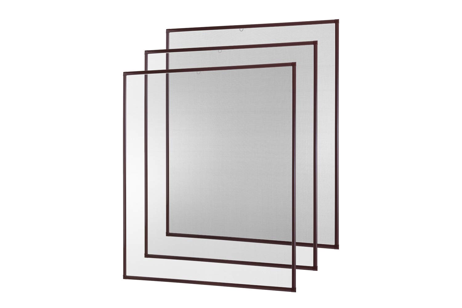 empasa Insektenschutz Fliegengitter Fenster Alurahmen Basic | Farbe: braun, Größe: 130 x 150 cm, 3er SET
