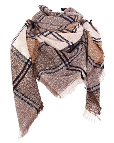 Wander Agio Womens Winter Scarfs Warm Scarf Half Shawls Triangle Scarves Stripe Plaid