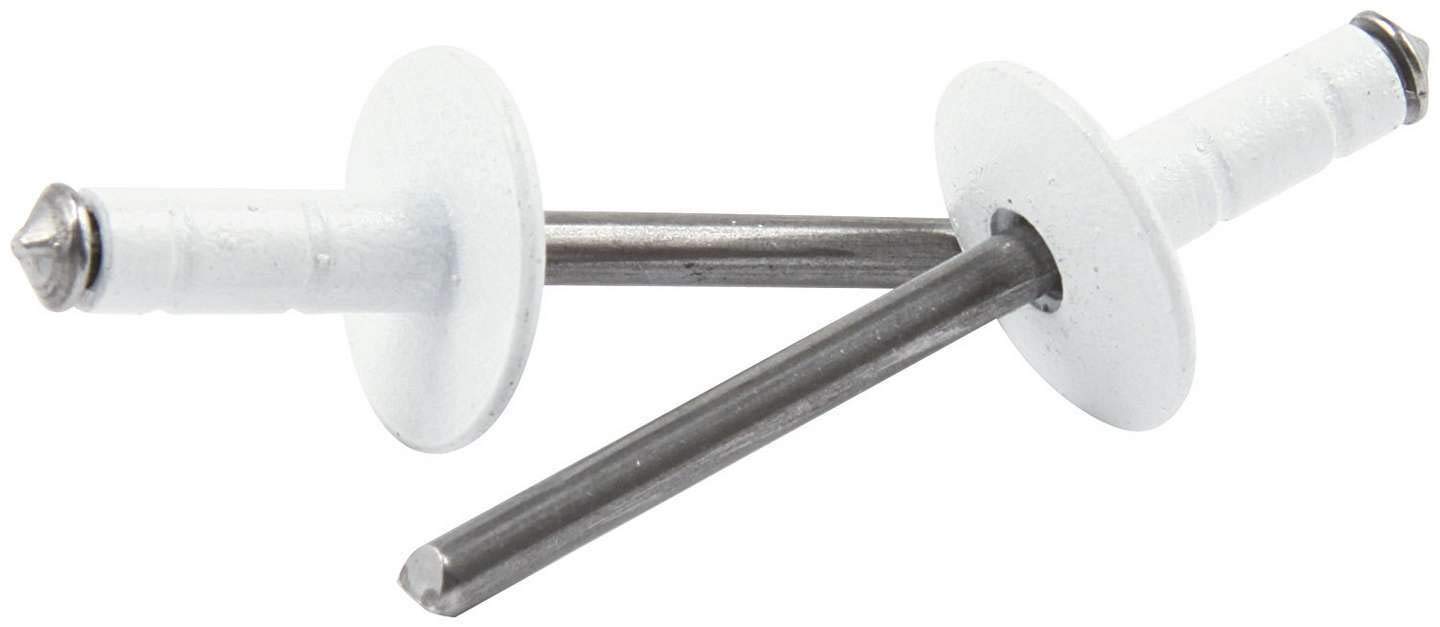 Allstar ALL18096 Lot de 250 Rivets à tête Large avec mandrin en Acier Blanc 1/16" à 3/8"