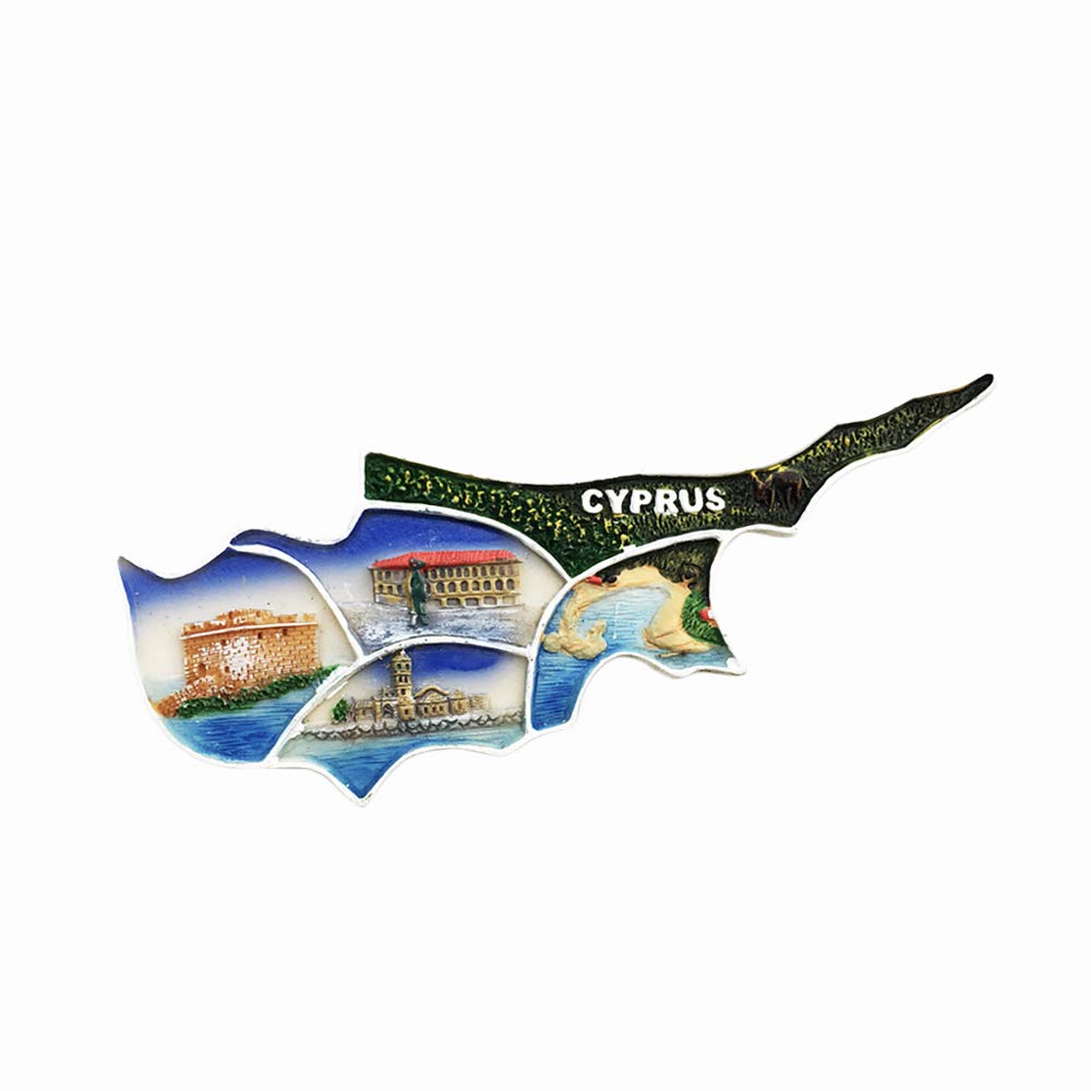 Wedarego Cyprus 3D Map Attractions Refrigerator Magnet Resin Travel Souvenirs,Handmade Home & Kitchen Decoration Fridge Magnet Collection Gift