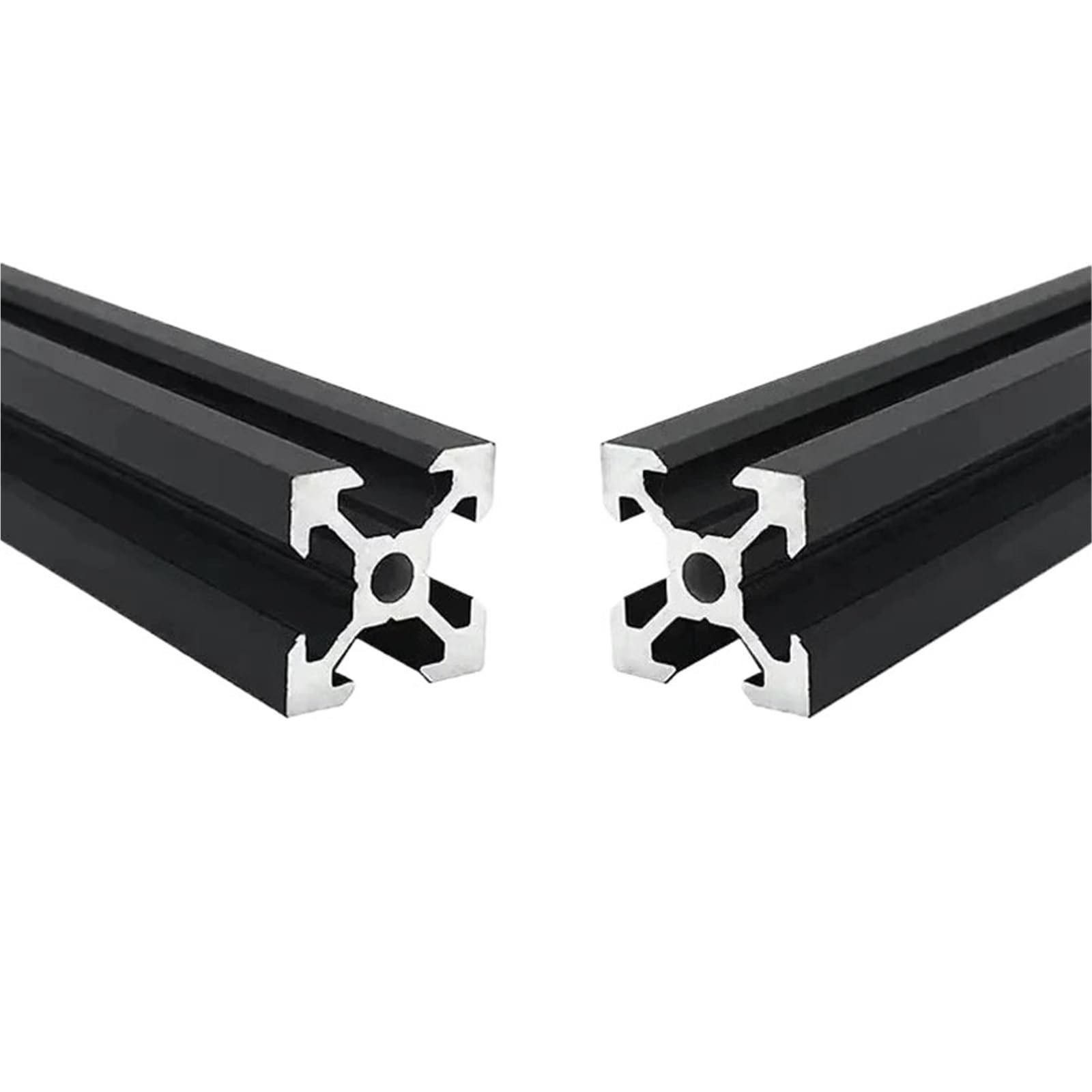 Longitud 50-550mm 20x20mm Estructura Abierta Perfil De Aluminio Con Ranura 2020 V Extrusión Negro/plateado for Piezas Impresora 3D CNC DIY(Black,450mm (2pcs))