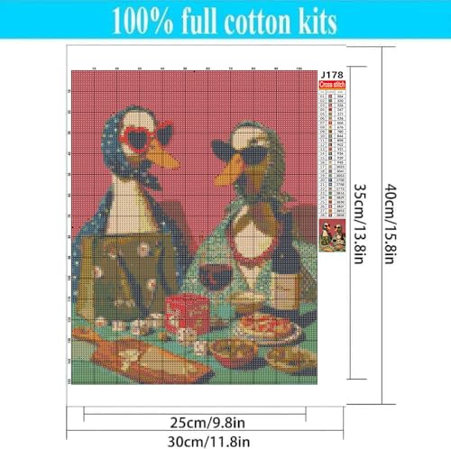 Image of WUSARPLY Party Duck Stamped Cross Stitch Kits for Beginners Adults