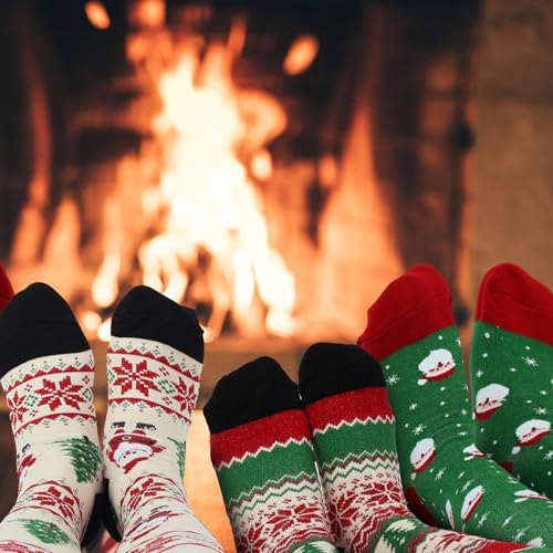 6 Pairs Christmas Compression Socks for Women Men Knee High Compression Socks 20-30 Mmhg Circulation Support Socks4