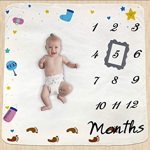Baby Monthly Milestone Blanket for Boy Girl,Large Personalized Photography Background Photo Prop