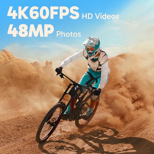 Image of AKASO Brave 8 Lite 4K60fps Action Camera with 64GB MicroSD U3 Card - 33ft Waterproof Underwater Camera, 48MP, Ultra HD Video, HDR, SuperSmooth, 5X Zoom, 8X Slo-Mo, Helmet Sport Camera Accessories Kit