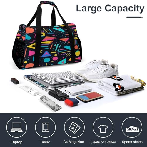 80s 90s Neon Personal Item Bag Travel Duffel Bag Sports Tote Gym Bag Luggage Duffle for Women Men4