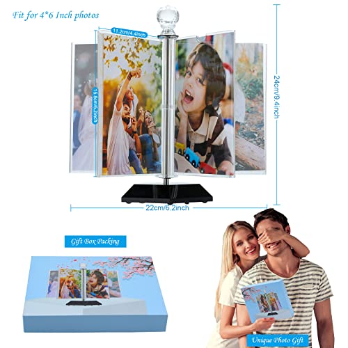 ZEEYUAN Drehender Fotorahmen Set für Mehrere Fotos 10 Fotos in 10 x 15 cm Transparente Bilderrahmen aus Acryl als… – Bild 4