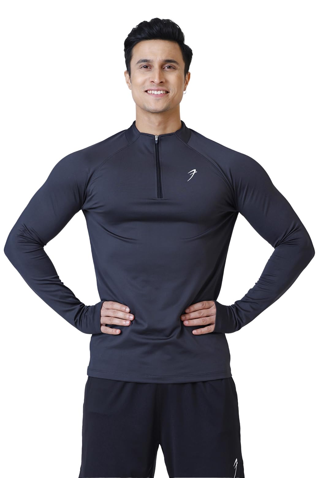 Men Rush Full Sleeve Slim Fit Pullover with Black Contrast Zip