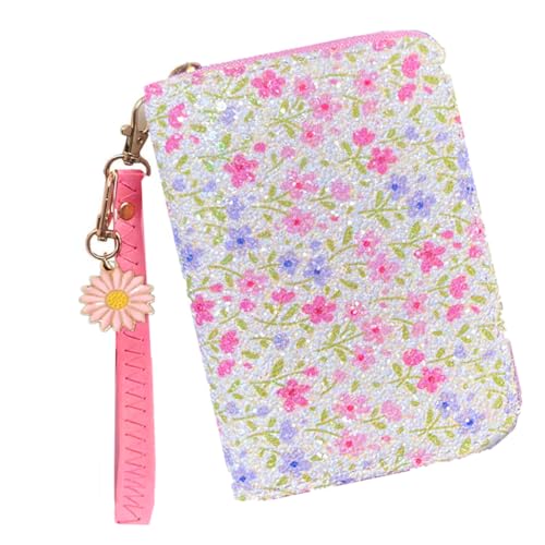 Image of AACKS Flower Wallets with Strap Little Girls Flower Coin Pouch Small Cute Wallet for Teen Girls with Coin Pocket Cherry Fruit Wallet