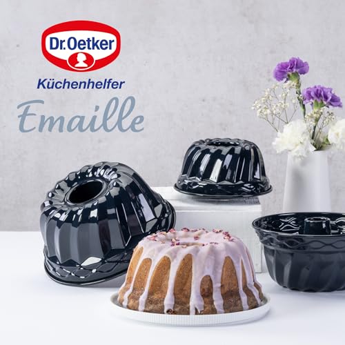 Foto von Dr. Oetker Guglhupf Backform Ø 22 cm Back-Liebe Emaille – Schnitt- & kratzfeste Gugelhupf Form mit Emaille – 22er Gugelhupfform in Dunkelblau