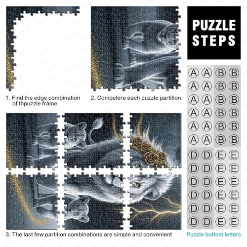 Juego de puzzle de 1000 piezas de león blanco: desconecta, enfoca tu mente y decora tu hogar 5
