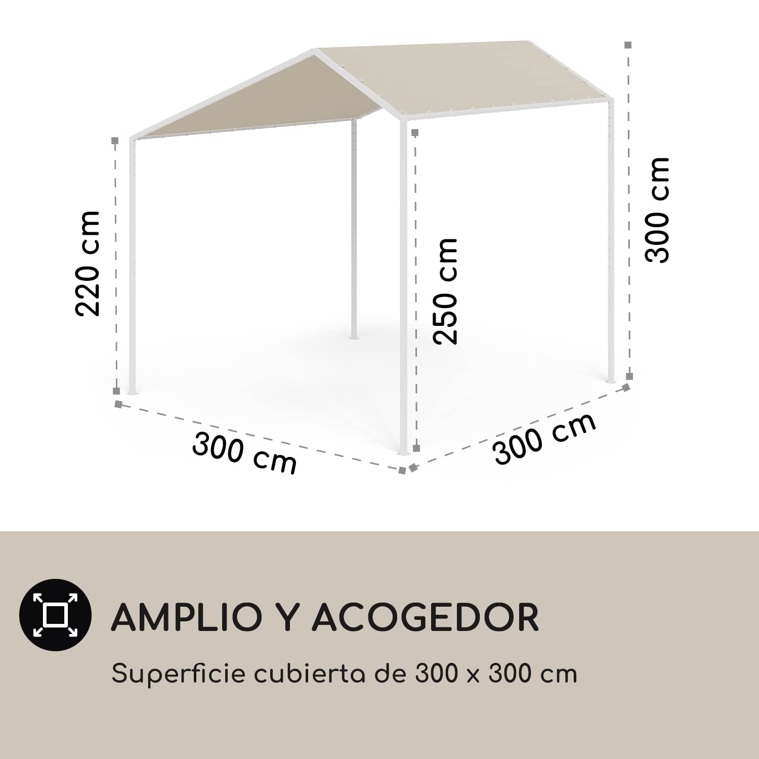Blumfeldt Pergola con Techo, 3 x 3 m, Pergolas de Jardin con Marco de Aluminio, Toldos Resistente al Aire e Impermeable, para Jardín, Patio, Terraza o BBQ, Cenadores Resistentes Protección UV 50+