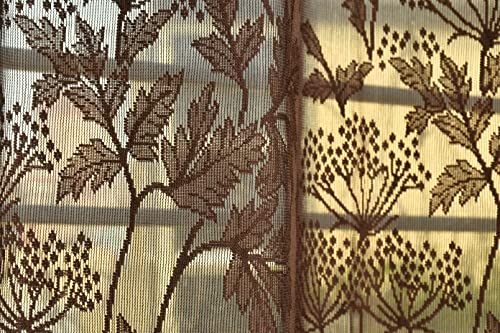 Image of Galaxy Home Decor Transparent Lily Net Curtain Sheer Curtains for Window 5 Feet, Pack of 3, Brown