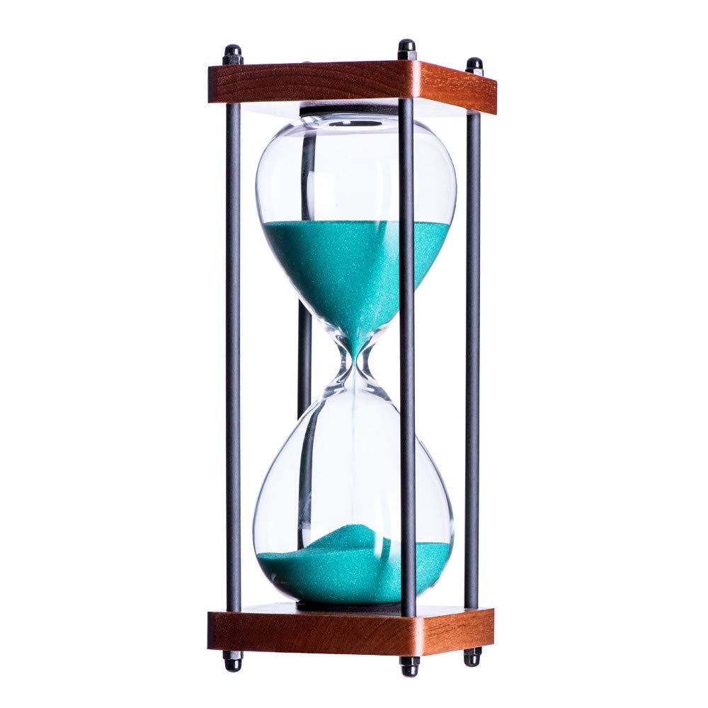 Bellaware Large Hourglass Timer, 30 Minutes Wooden Sand Timer, Decorative Sandglass, Green