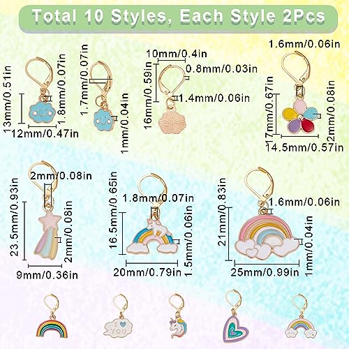 SUNNYCLUE 1 Box 20Pcs Knitting Stitch Markers Crochet Stitch Marker Rainbow Colorful Leverback Charms Cute Knitting for Weaving Sewing Needleworks Women DIY Craft - Image 2