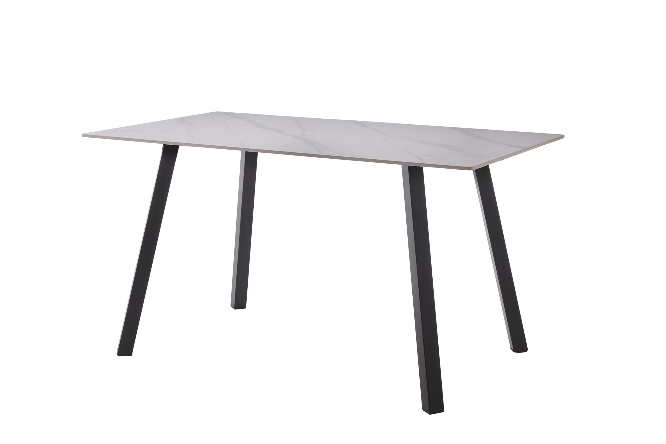 Buyqualia - Mesa de Comedor 75×80×140 cm con Tapa Efecto Mármol Blanco Mate y Patas Negras – Mesa Moderna para Cocina o Salón, Estilo Elegante y Minimalista