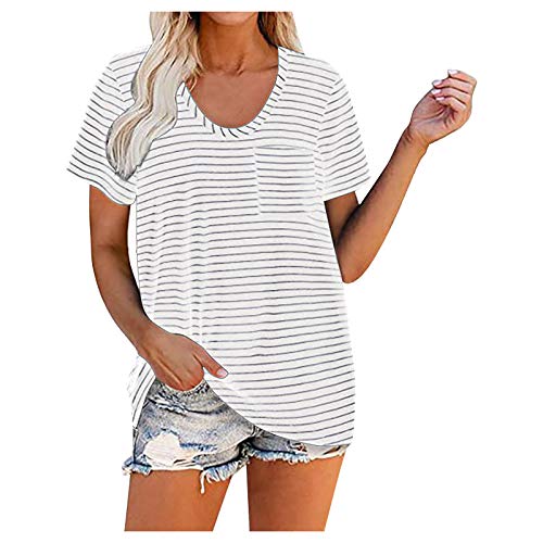 Women's Elegant Floral Print Petal Cap Sleeve Pleated Vacation Office Work Blouse Top 3/4 Sleeve Tops for Womens Trendy Tops for Womens Compression Tank Tops for Womens Long(2-White,L)