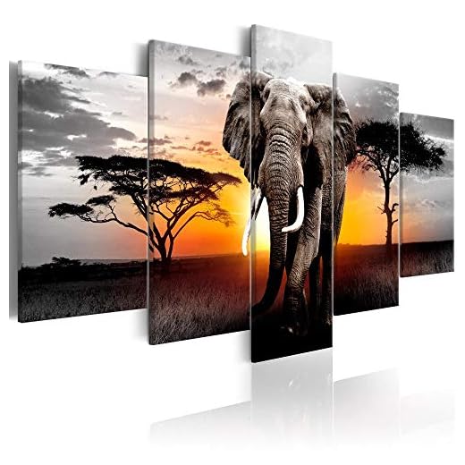 Canvas Elephant Pictures African Animals Wall Art Prints Black and White Paintings Contemporary Endless Plains Landscape Home Decor Ready to Hang