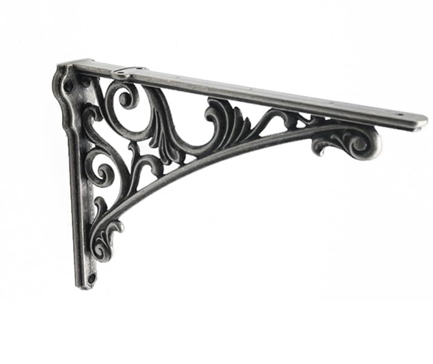 Decorative Shelf Bracket 8 inch, Rustic Antique Silver Brackets for Shelving, Heavy Duty Vintage, DIY Projects, Hardware Included, 4 Pack,7.87x5.6x1.73 inch,Baroque Style