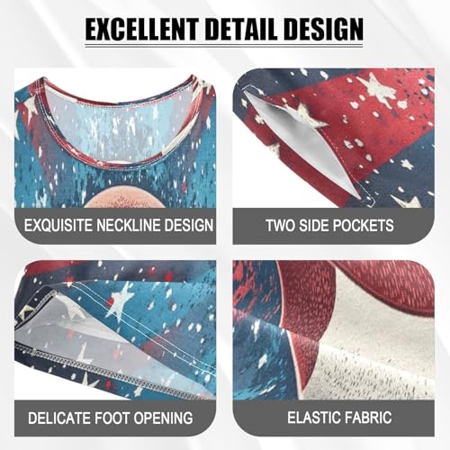 ALAZA American Football Blue Star Pajamas Set Short Sleeve Cotton Sleepwear Summer Pjs 2 Piece 5-14Y4