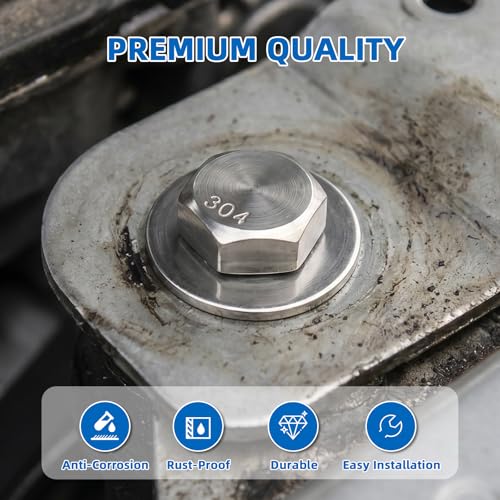 Image of Mellewell 5 /16-18 x 3-1 /4 inch Hex Head Bolts with Hex Nuts and Thick Flat & Lock Washers, Fully Threaded, Stainless Steel 18-8, Plain Finish, 8 Sets