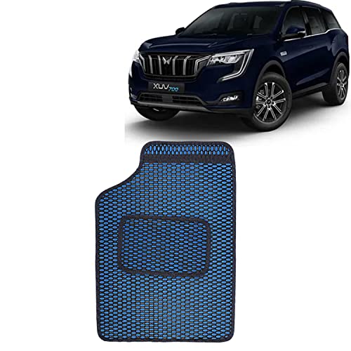 Image of Kingsway Dotted Design Car Floor Foot Mats Universal Fit for Mahindra XUV 700, Model Year : 2021 Onwards, Water and Dustproof, Color Blue, Set of 5 Pieces