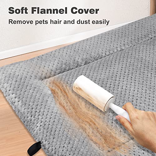 ASIJIA-Large-Dog-Bed-Washable-Cat-Bed-Fluffy-Dog-Mat-with-Non-Skid-Bottom-Dog-Crate-Mattress-for-Medium-and-Large-Pets-Grey-Dog-Bed-for-Car-Floor-Dog-Crate-90-x-58cm