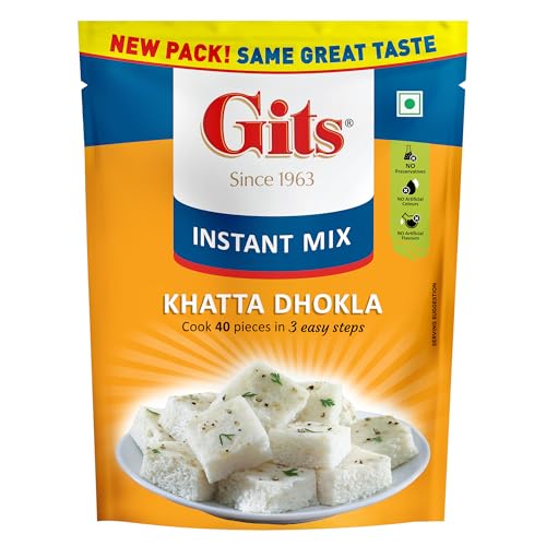 Gits Instant Khatta Dhokla Mix, Makes 40 Per Pack, Pure Veg, Instant Indian Snack Mix, 800g (Pack of 4, 200g Each)