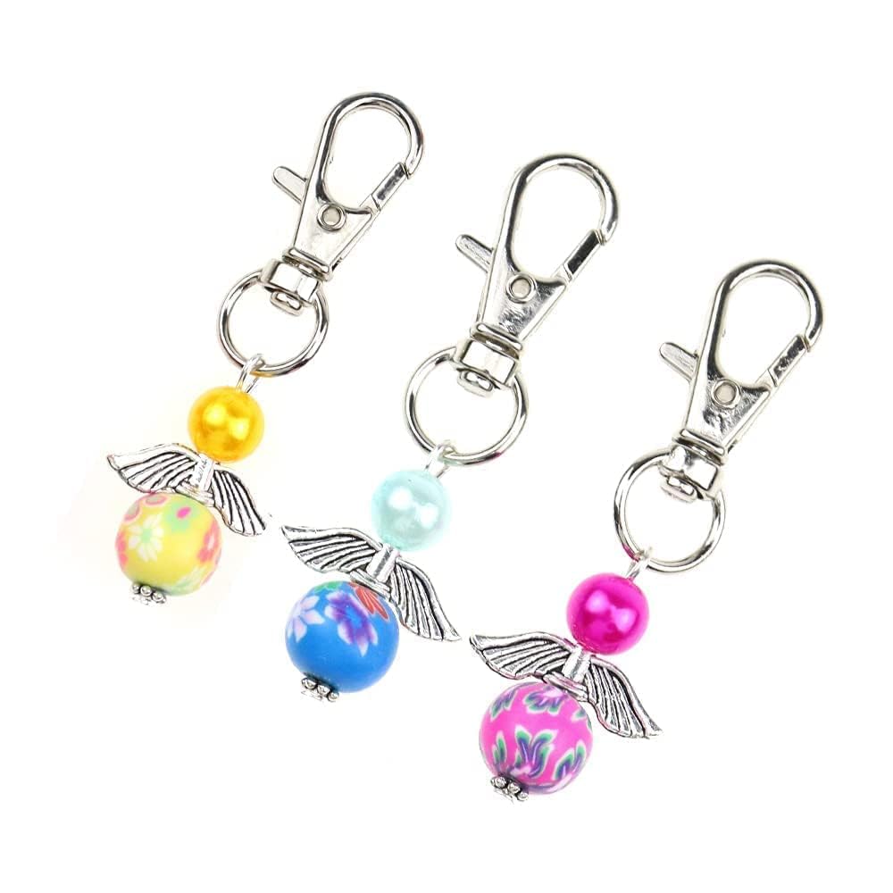 Portachiavi Angelo Set da 90 pezzi Portachiavi Angelo Perla Angioletti Bomboniere Battesimo per Matrimonio Natale Comunione Ciondolo Regalo per Sacchetto di Organza Tag (90pcs
