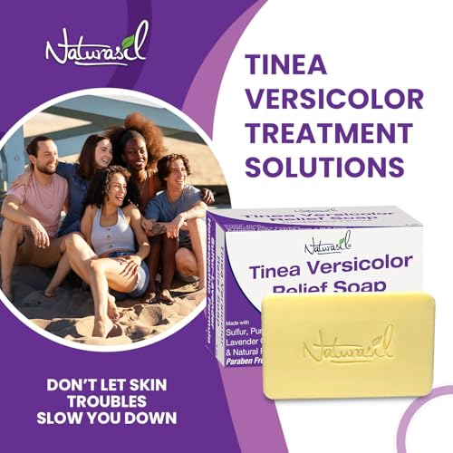 Image of Natural Tinea Versicolor Relief by Naturasil - Anti-Itch Sulfur Soap | Best for Tinea, Ringworm, Jock Itch & Irritation | Safe for Kids & Adults | Fast & Effective for All Skin Types | 5 oz Bar