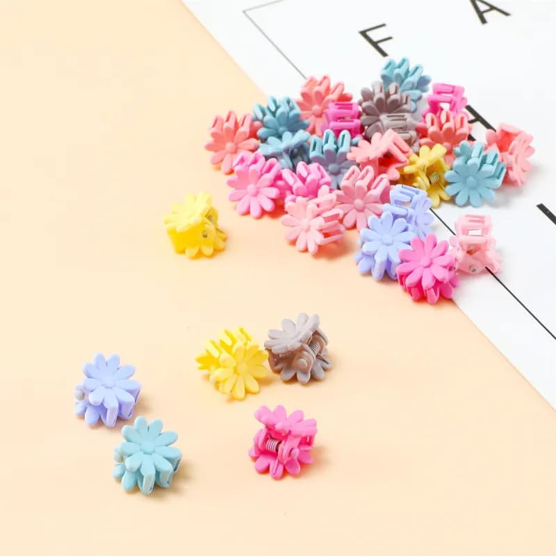 Image of NEOBABY Mini Colorful Flower Design Tiny Hair Clip for Multiple Hair Styling | Hair Claws Accessories for Kids Baby Girls and Women's Multicolor (Pack of 36)