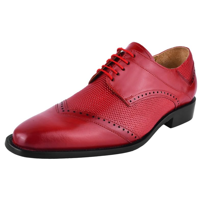 Image of LIBERTYZENO Mens Tread Design & Plain Genuine Leather Lace Up Oxford Dress Shoes for Easter Gift