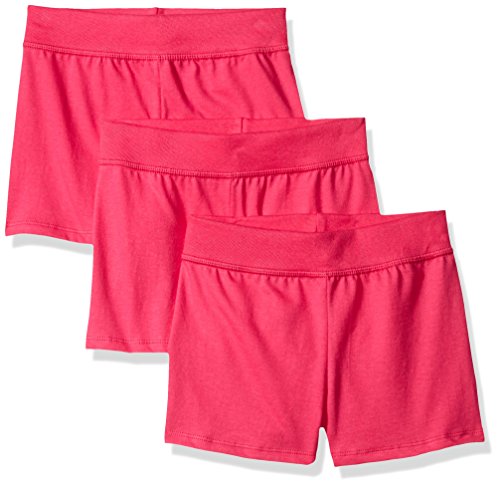 Hanes Little Girls' Jersey Short (Pack of 3), Amaranth, Small
