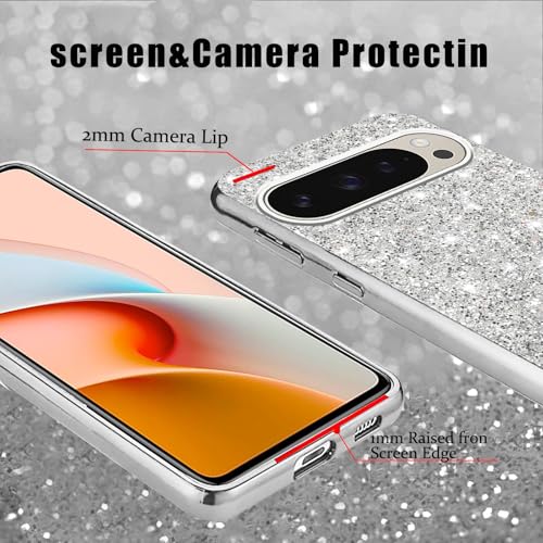 Coque Google Pixel 9 Pro paillettes argentée style luxe antichoc - 5