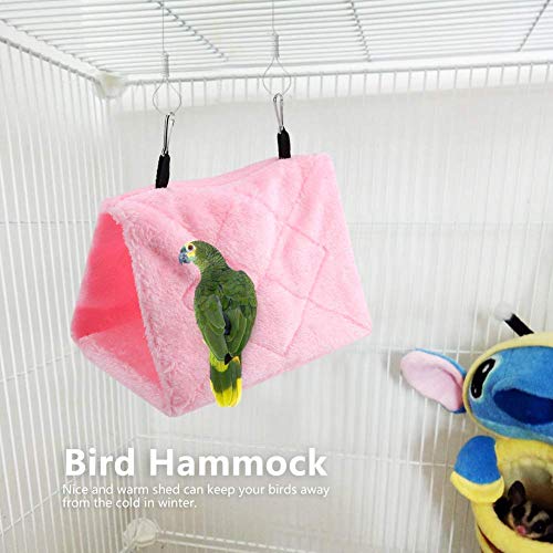 TOPINCN Bird Hammock Nest, Plush Winter Warm Bed, Pink, Small 17x13x12cm, Hanging Cage Tent for Budgerigars Lovebirds, Pearl Birds - Image 3