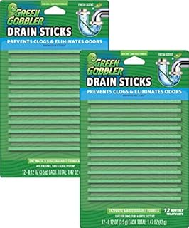 Green Gobbler Drain Cleaner & Deodorizer FRESH SCENT Sticks for Toilet Tanks, Sinks, Bathtub Drains, Washing Machine Drains and Garbage Disposals - 24 Pieces