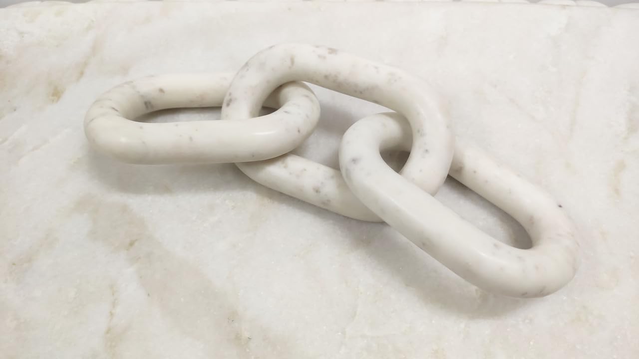 Escultura de cadena de eslabones de mármol blanco | Decoración de cadena de eslabones | Nudo de mármol | Eslabón de mármol | Decoración del hogar | Cadena de mármol | Arte de eslabones de cadena