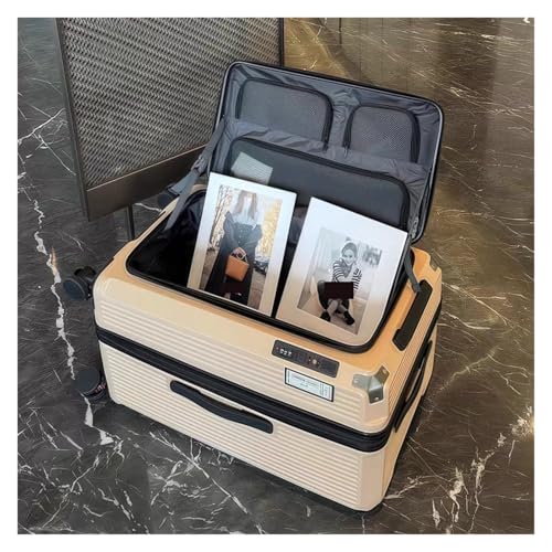 AZHKJKZH Maletas De Viaje Maleta De Acceso Lateral con Equipaje Expandible Y Compartimento Profundo Equipaje De Mano(Cream,20inch)