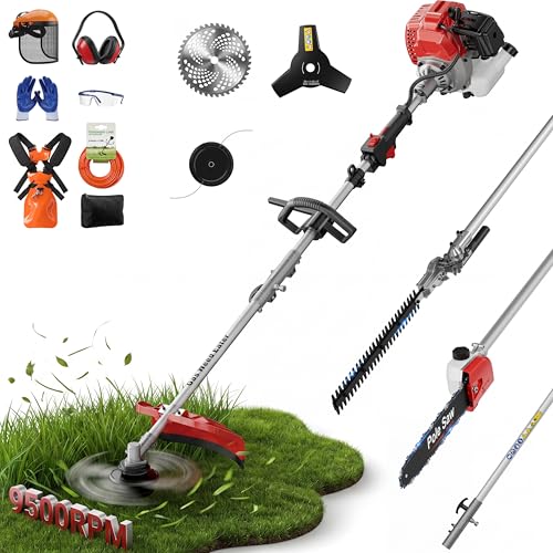 WTHW 52CC Gas Weed Wacker & Weed Eater Multi-Tool - Heavy Duty Brush Cutter, Pole Saw, Hedge Blade,...