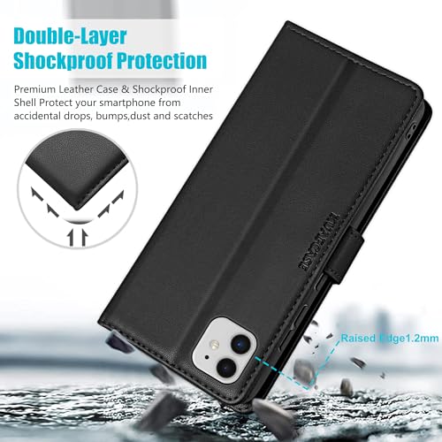 Kuafcase Compatible for iPhone 11 Case with 4 Card Slots Magnetic Closure Kickstand Shockproof Protective Phone Case Compatible for iPhone 11 - Image 3
