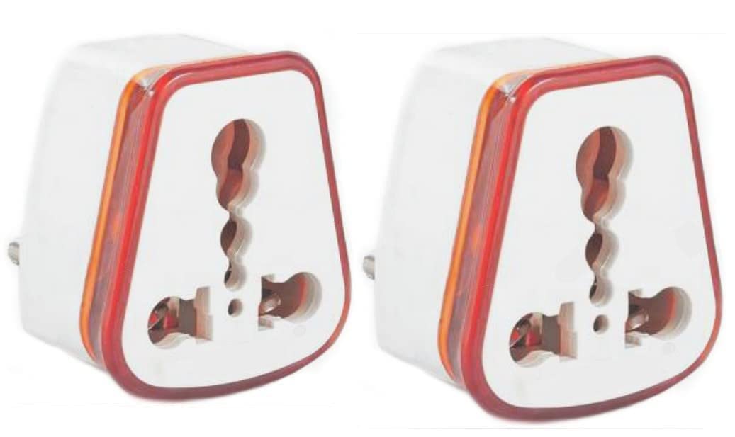 KRIYAL SALES 6 amp to 16 amp Converter/Conversion Plug { Pcs of 2 } (5-16A) Converts 6A Socket to 16 A Socket for Geysers, A/C,Refrigrator,Microwave,etc for Indian and International Plugs { Red or Orange Colour With White common }-image-0