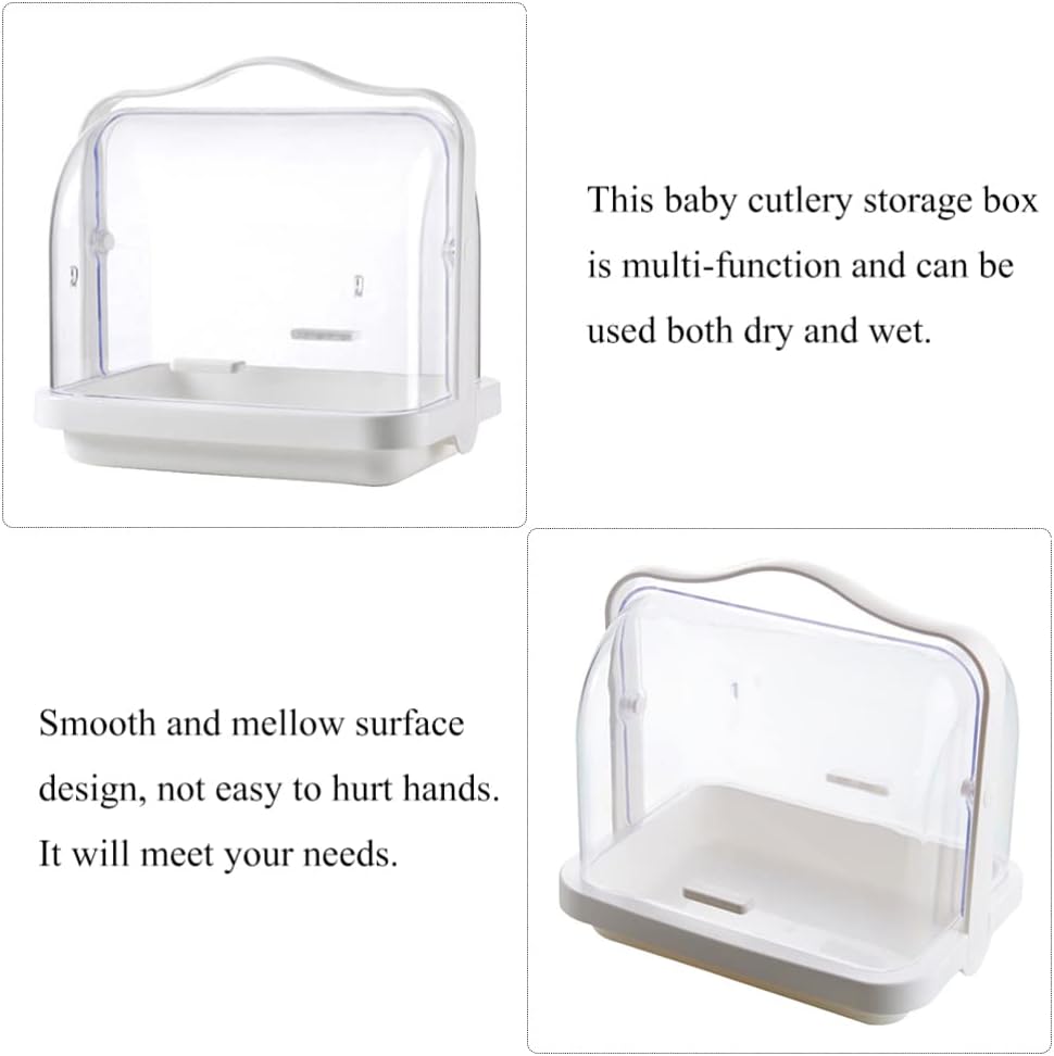 Cabilock Handheld Transparent Dinnerware Organizer Lid Storage Box for Bottles and Cutlery for Home and Travel Use