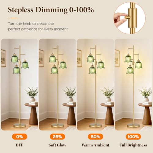 Image of Dimmable Flower Floor Lamp, 3 x 900LM LED Bulbs Included, Modern